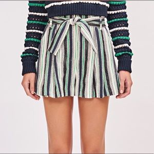 Amur Emerson Striped Tweed Mini Shorts